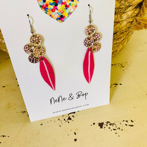Wattle - Pink & Gold - Leather Earrings