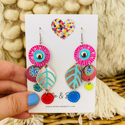 Bouquet of Blooms - Midi 1 - Leather Earrings