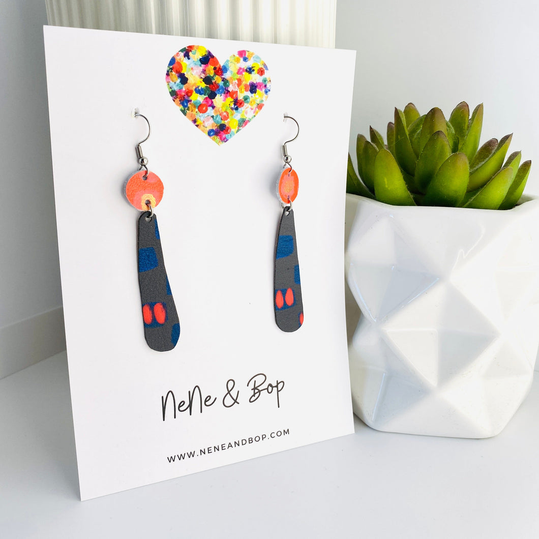Wish you were here - Long Drops  - Leather Earrings