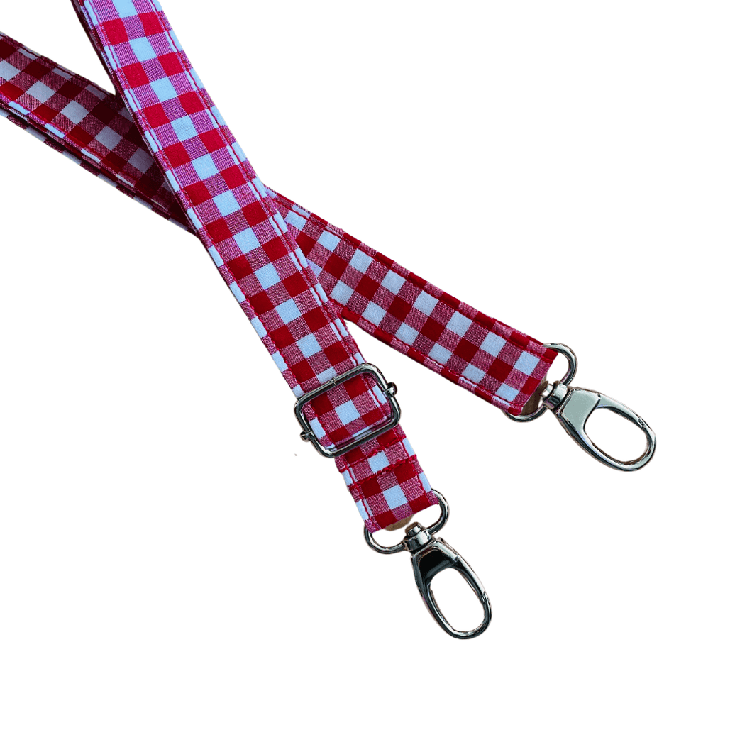 Red Midi Gingham - Adjustable Shoulder Strap - Narrow