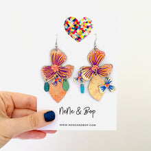 Load image into Gallery viewer, Pansy Statement Drops - Leather Earrings