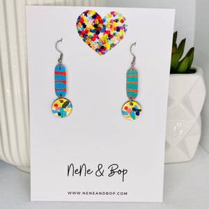 Wish you were here - Painted Drops  - Leather Earrings
