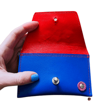 Load image into Gallery viewer, Leather Pocket Purse - Rich Blue Buds and Drops