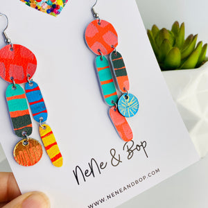 Wish you were here - Midi Pebbles  - Leather Earrings