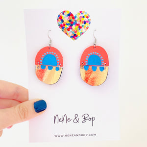 Medina Coral Small Dots Rose Gold - Leather Earrings