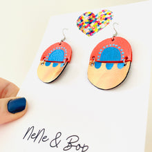 Load image into Gallery viewer, Medina Coral Small Dots Rose Gold - Leather Earrings