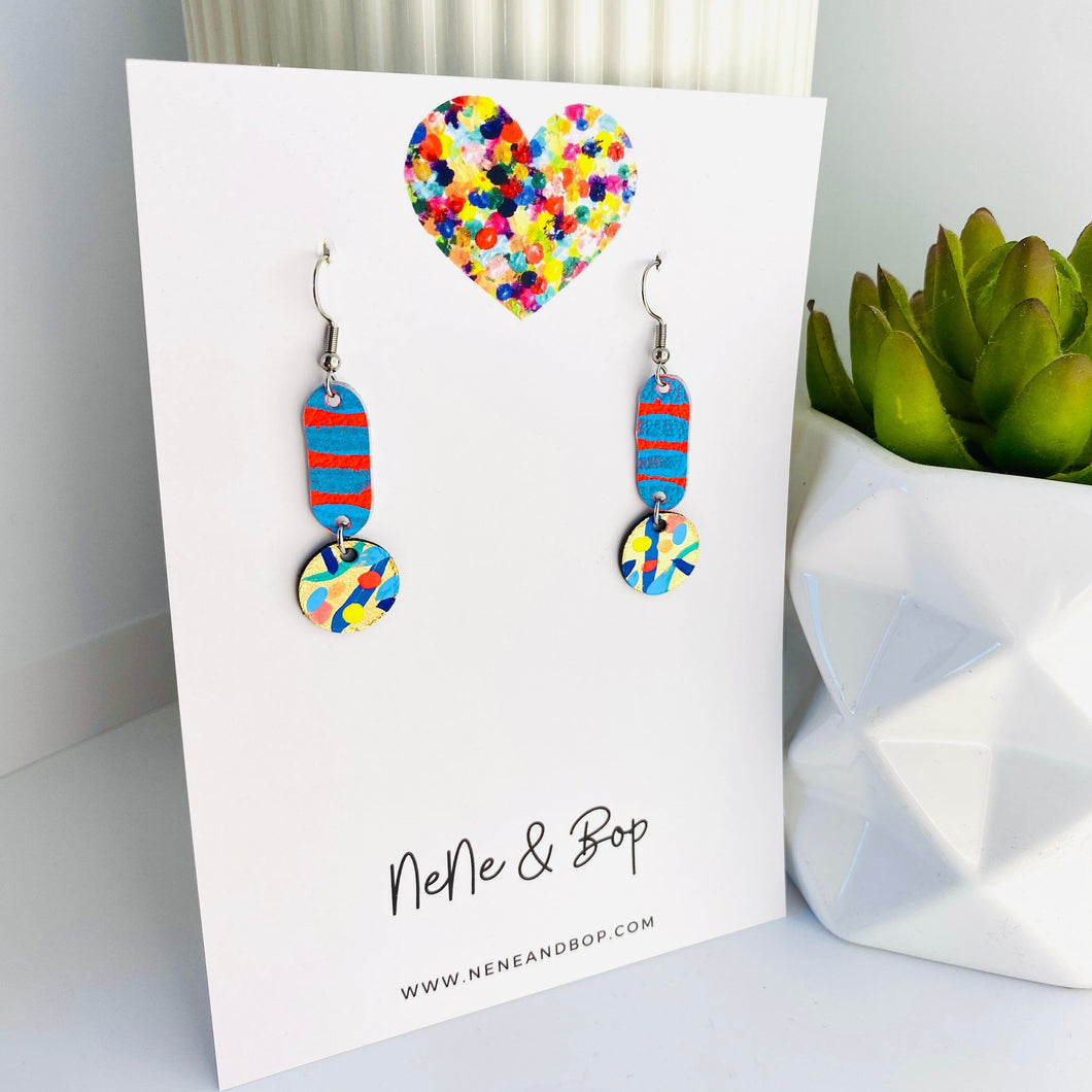Wish you were here - Painted Drops I  - Leather Earrings