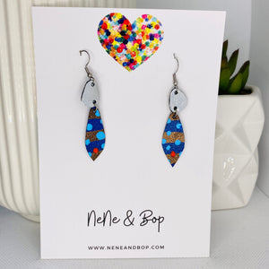 Metallic Tear Drop - Bronze/Silver - Leather Earrings