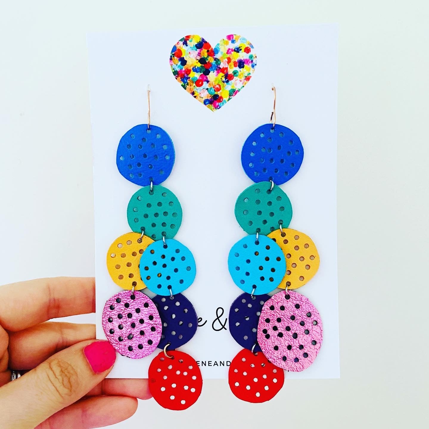 Mega Statement Dangle Spots - Metallic Pink - Leather Earrings