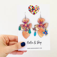 Load image into Gallery viewer, Pansy Statement Drops - Leather Earrings