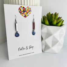 Load image into Gallery viewer, Mini Spoons Silver/Navy - P&amp;F x N&amp;B Collaboration - Leather Earrings