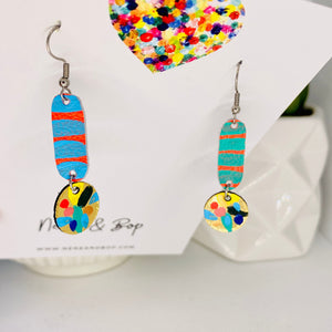 Wish you were here - Painted Drops  - Leather Earrings