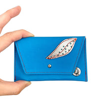 Load image into Gallery viewer, Leather Pocket Purse - Blue Nubuck Leaves