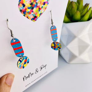 Wish you were here - Painted Drops I  - Leather Earrings