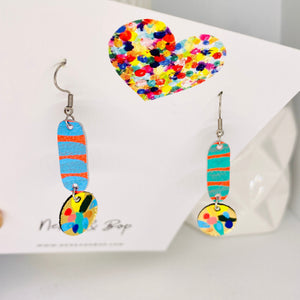 Wish you were here - Painted Drops  - Leather Earrings