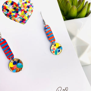 Wish you were here - Painted Drops II  - Leather Earrings