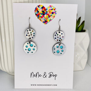 Stellar Double Rainbow/Aqua - Leather Earrings