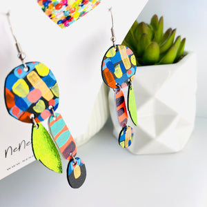 Wish you were here - Midi Leaves  - Leather Earrings