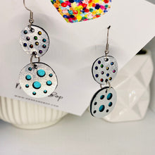 Load image into Gallery viewer, Stellar Double Rainbow/Aqua - Leather Earrings
