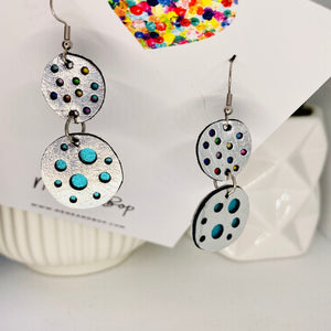 Stellar Double Rainbow/Aqua - Leather Earrings