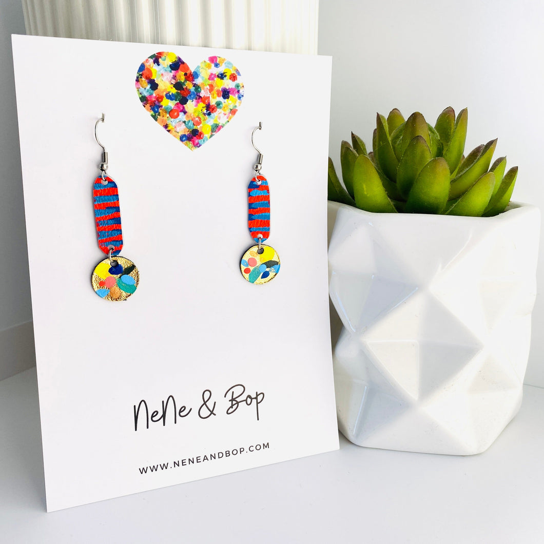 Wish you were here - Painted Drops II  - Leather Earrings