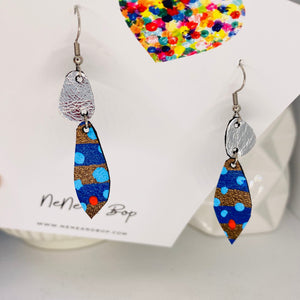 Metallic Tear Drop - Bronze/Silver - Leather Earrings
