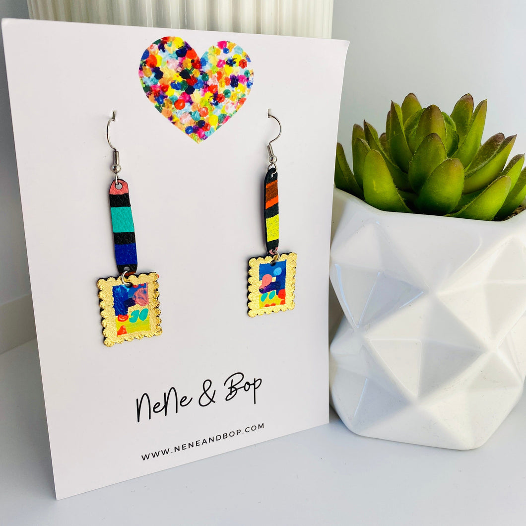 Wish you were here - Framed Cityscape  - Leather Earrings