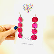 Load image into Gallery viewer, Quad Gems - Metallic Magenta - Leather Earrings
