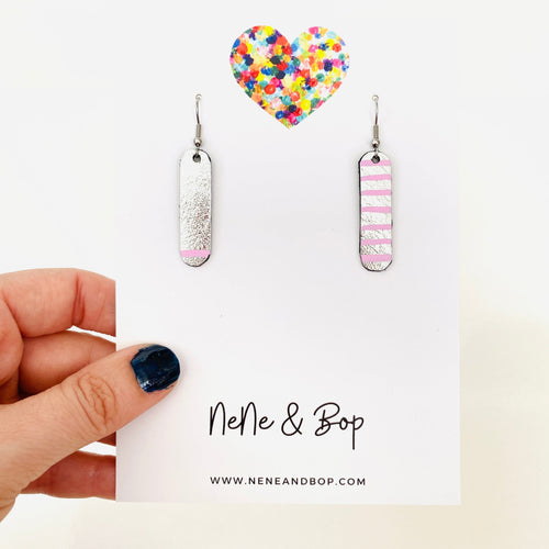 Conversation Starter - 1 in 7 - Pink - Leather Earrings