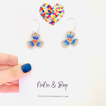 Load image into Gallery viewer, Pansy Blue Mini - Leather Earrings