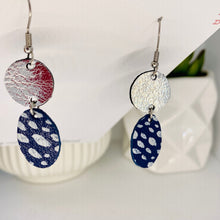 Load image into Gallery viewer, Double Drops Silver/Navy - P&amp;F x N&amp;B Collaboration - Leather Earrings