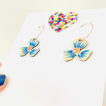 Load image into Gallery viewer, Pansy Blue Mini - Leather Earrings