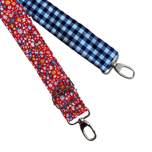 Liberty Red Floral Gingham - Adjustable Shoulder Strap