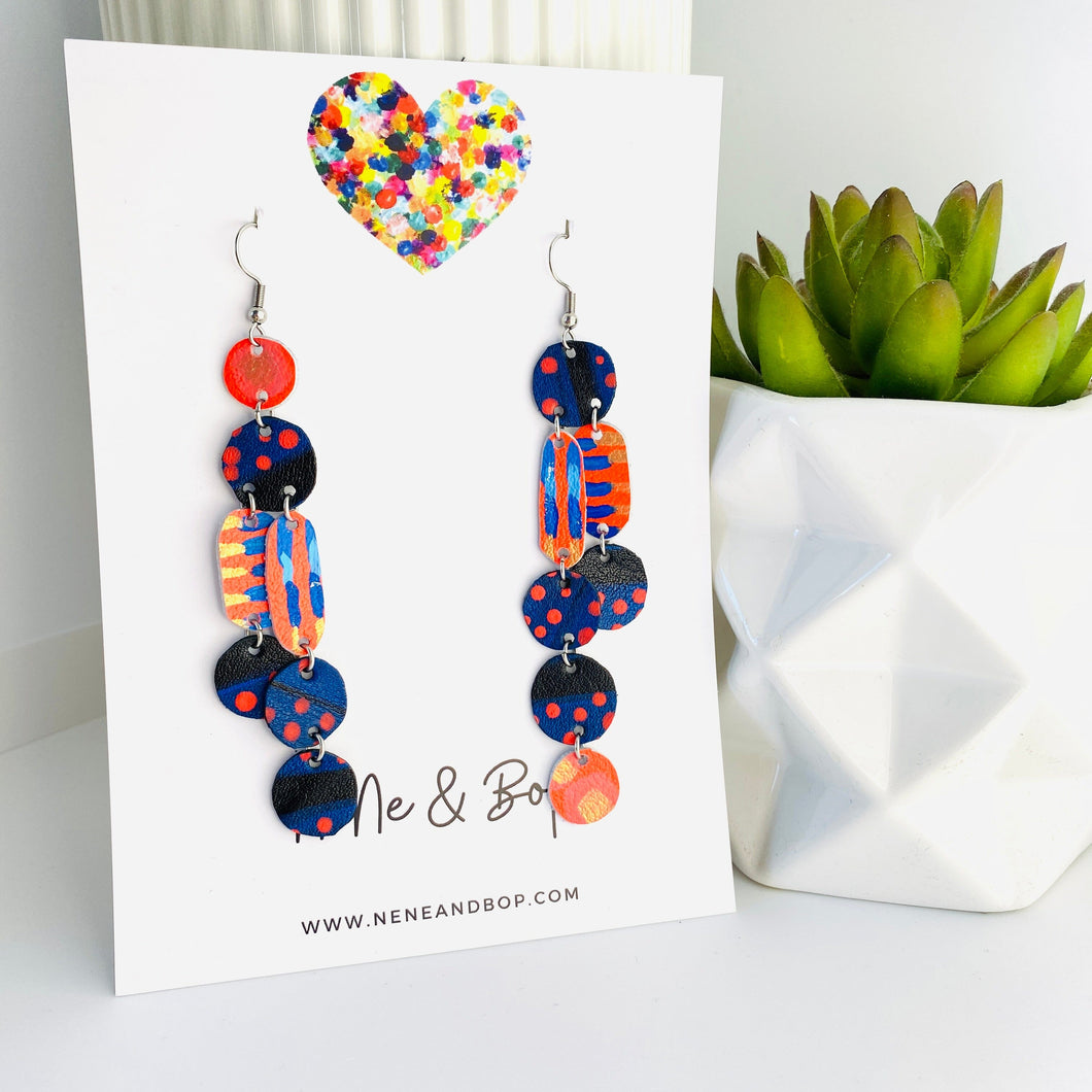 Wish you were here - Mega Pebbles  - Leather Earrings
