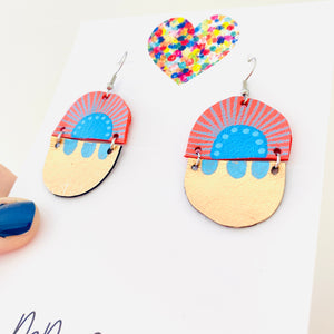 Medina Coral Ray Rose Gold - Leather Earrings