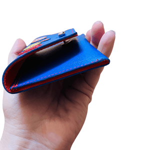 Leather Pocket Purse - Rich Blue Buds and Drops