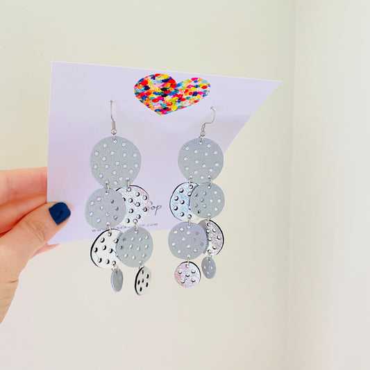 Tonal Mega - Silver Spots I - Leather Earrings