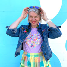 Load image into Gallery viewer, Rainbow Pixel Heart - Lilac T&#39;Shirt