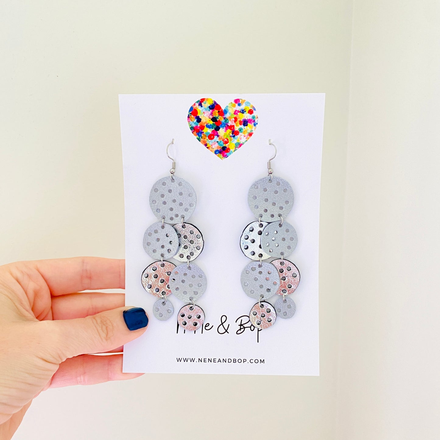 Tonal Mega - Silver Spots I - Leather Earrings