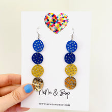Load image into Gallery viewer, Quad Drop Navy/Gold - Leather Earrings