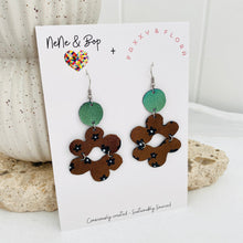 Load image into Gallery viewer, Metallic Bronze Flower - P&amp;F x N&amp;B Collaboration - Leather Earrings