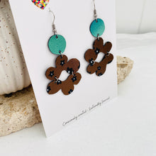 Load image into Gallery viewer, Metallic Bronze Flower - P&amp;F x N&amp;B Collaboration - Leather Earrings