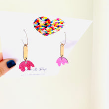 Load image into Gallery viewer, Tulip Hoops - Pink/Rose Gold - Leather Earrings