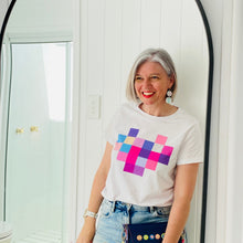 Load image into Gallery viewer, Pink Block Heart - White T&#39;Shirt