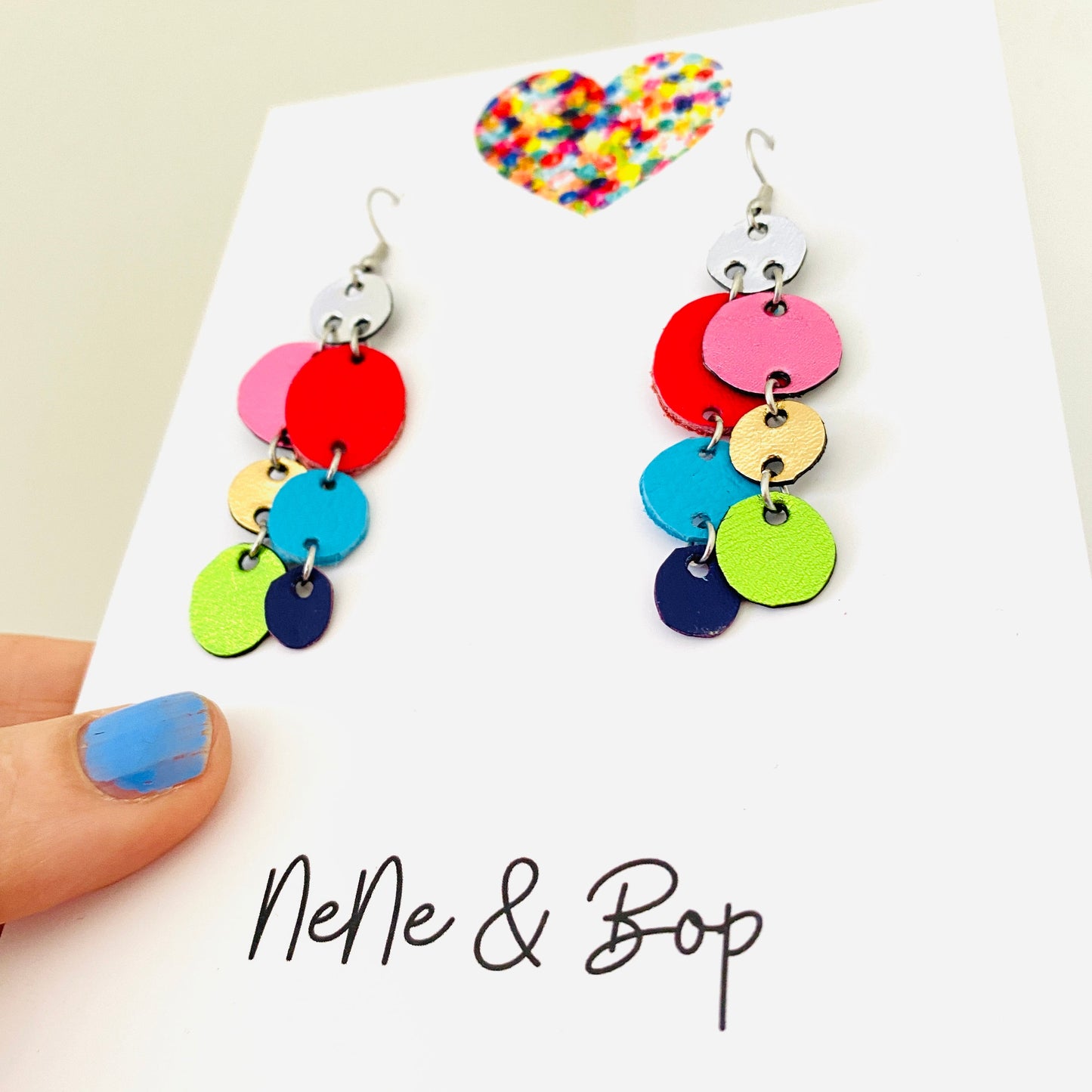 Rainbow Pebbles - Super Mini - Leather Earrings