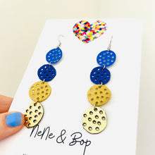 Load image into Gallery viewer, Quad Drop Navy/Gold - Leather Earrings