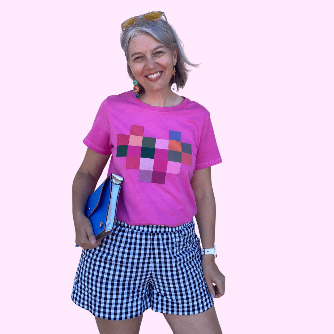 Multi Blocks Heart - Pink T'Shirt