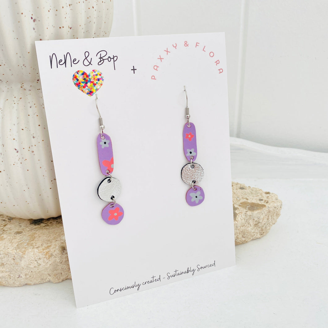 Lilac Dainty Drops - P&F x N&B Collaboration - Leather Earrings