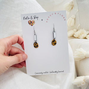Gold Dinky Spoons - P&F x N&B Collaboration - Leather Earrings