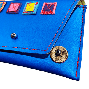 Leather Pocket Purse - Blue Gems